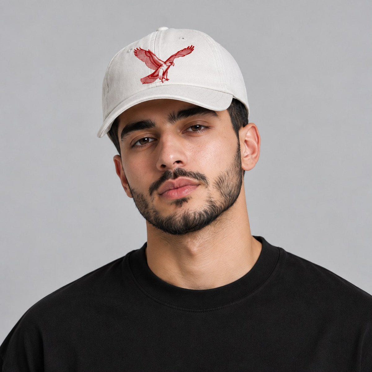 Falcon Dad Cap in white, worn